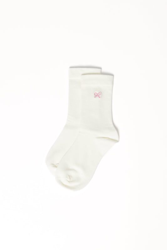 Elsie Bow Socks - White