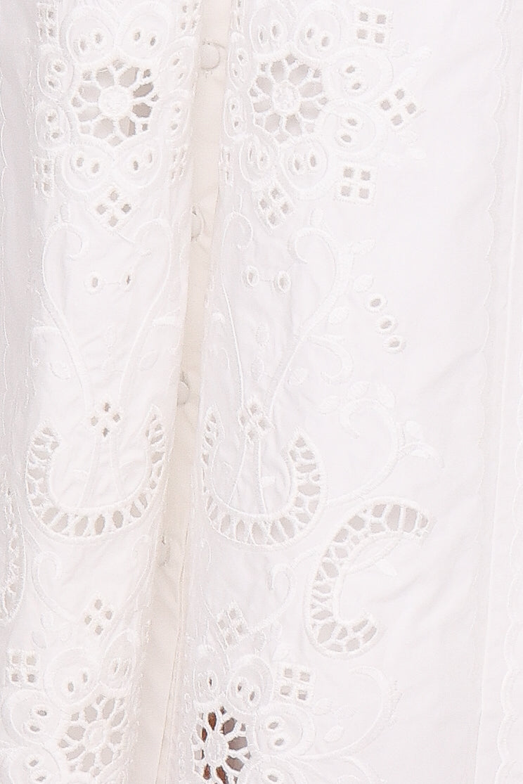 Kye Midi Skirt - White Broderie