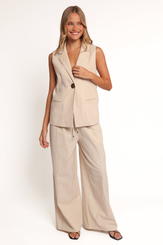 Trula Wide Leg Pant - Oatmeal