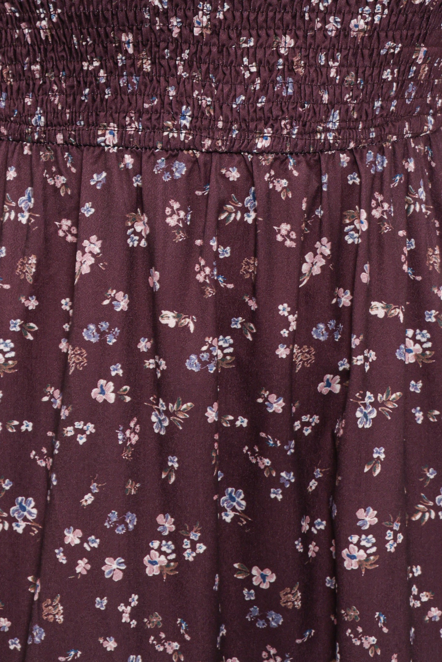 Edwina Shirred Frill Long Sleeve Midi Dress - Plum Floral