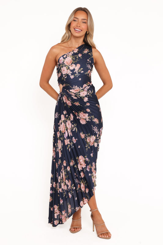 Kleo One Shoulder Maxi Dress - Navy Floral