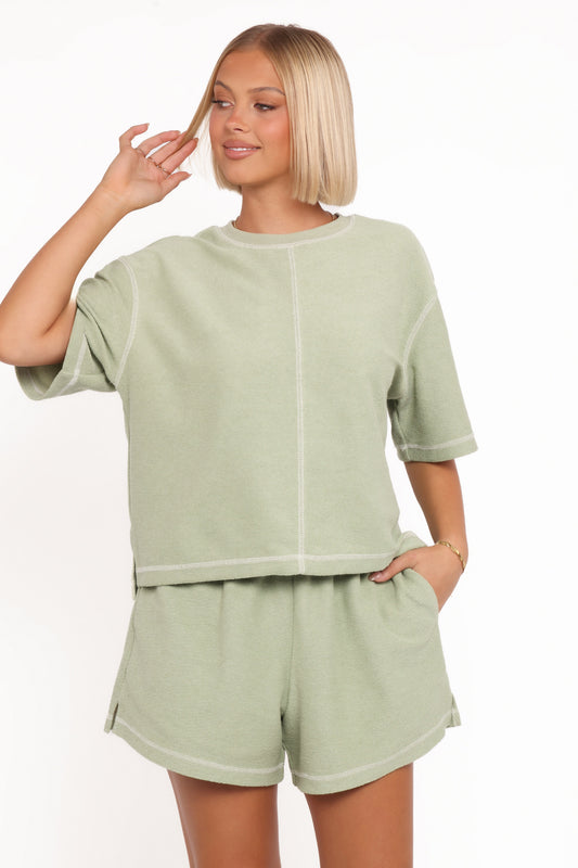 Melody Knit Short Set - Matcha