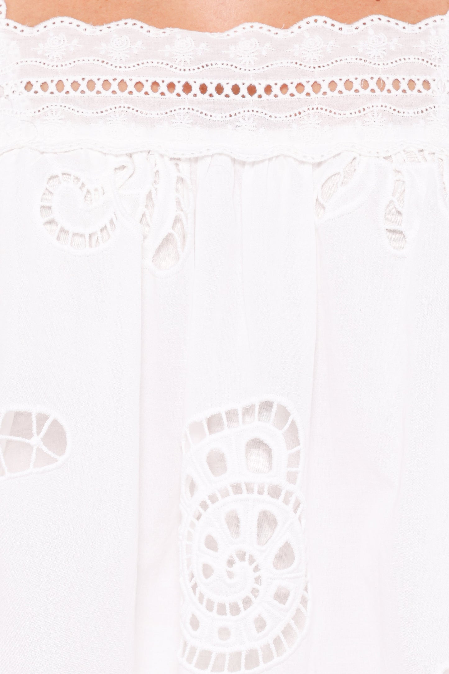 Aideen Eyelet Top - White Shell