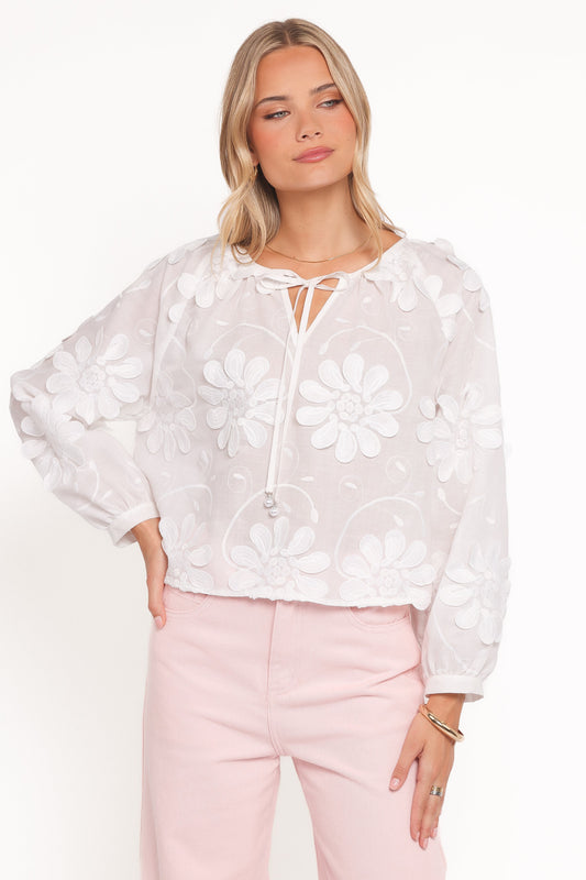 Leire Embroidered Blouse - White