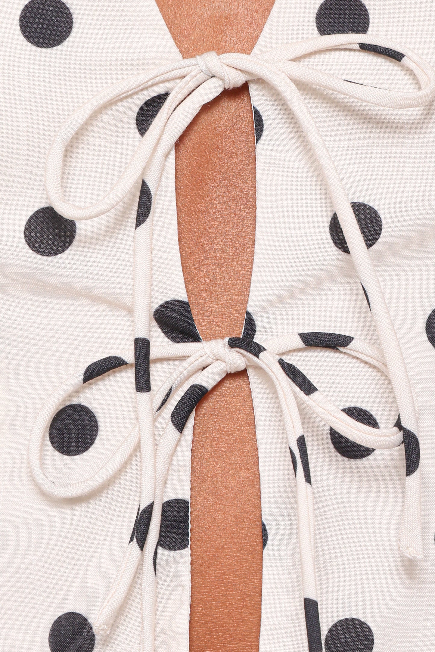 Zoie Tie Front Vest - Cream Polka Dot