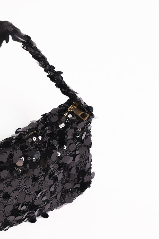 Annika Sequin Shoulder Bag - Black