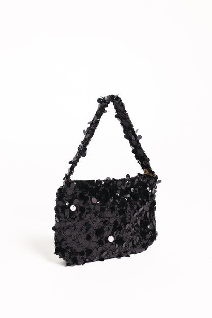 Annika Sequin Shoulder Bag - Black