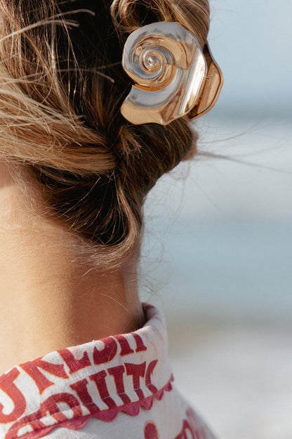 Indy Shell Hair Clip - Gold