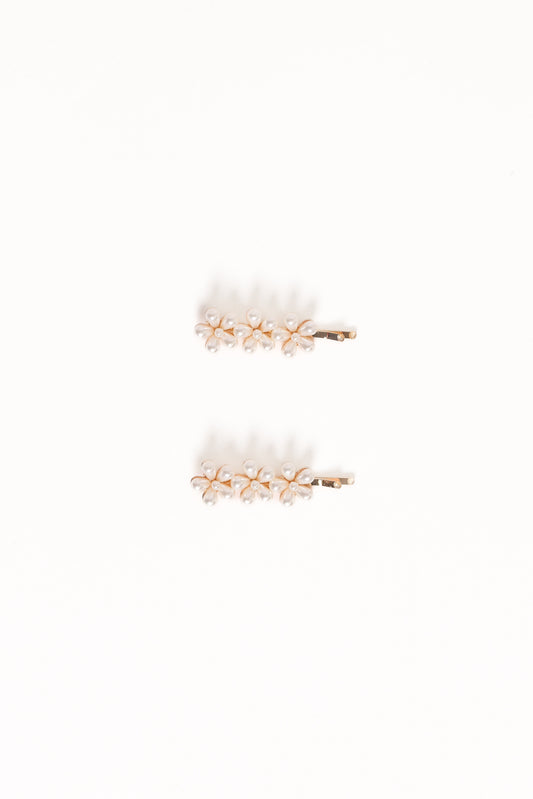 Isabella Hair Clip Set - Pearl