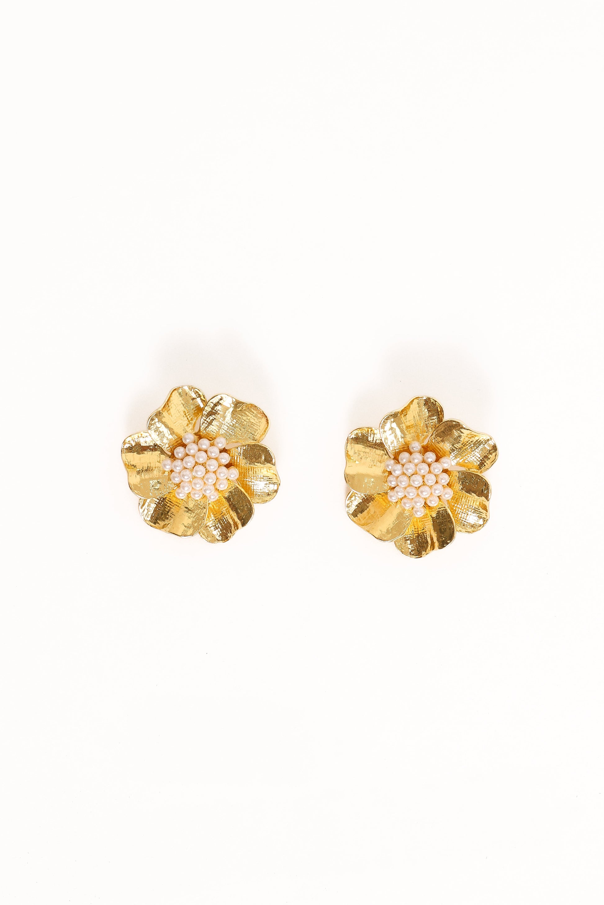 Lola Pearl Flower Earrings - Gold