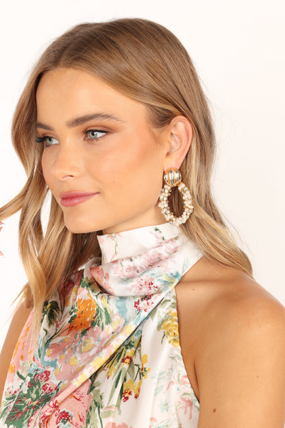 Rae Earrings - Gold Pearl