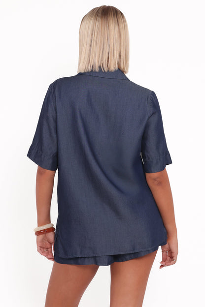 Aaliyah Chambray Shorts - Dark Wash