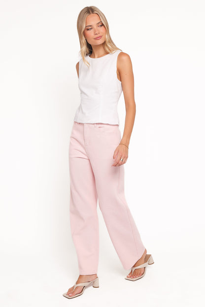 Ailis Wide Leg Jean - Dusty Pink