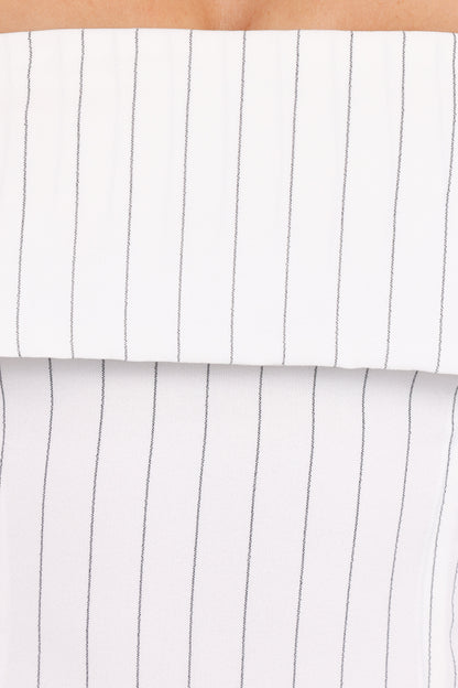 Blakely Wide Leg Pant - White Pinstripe