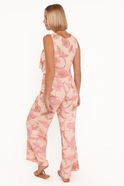 Brayden Wide Leg Linen Pant - Pink Floral