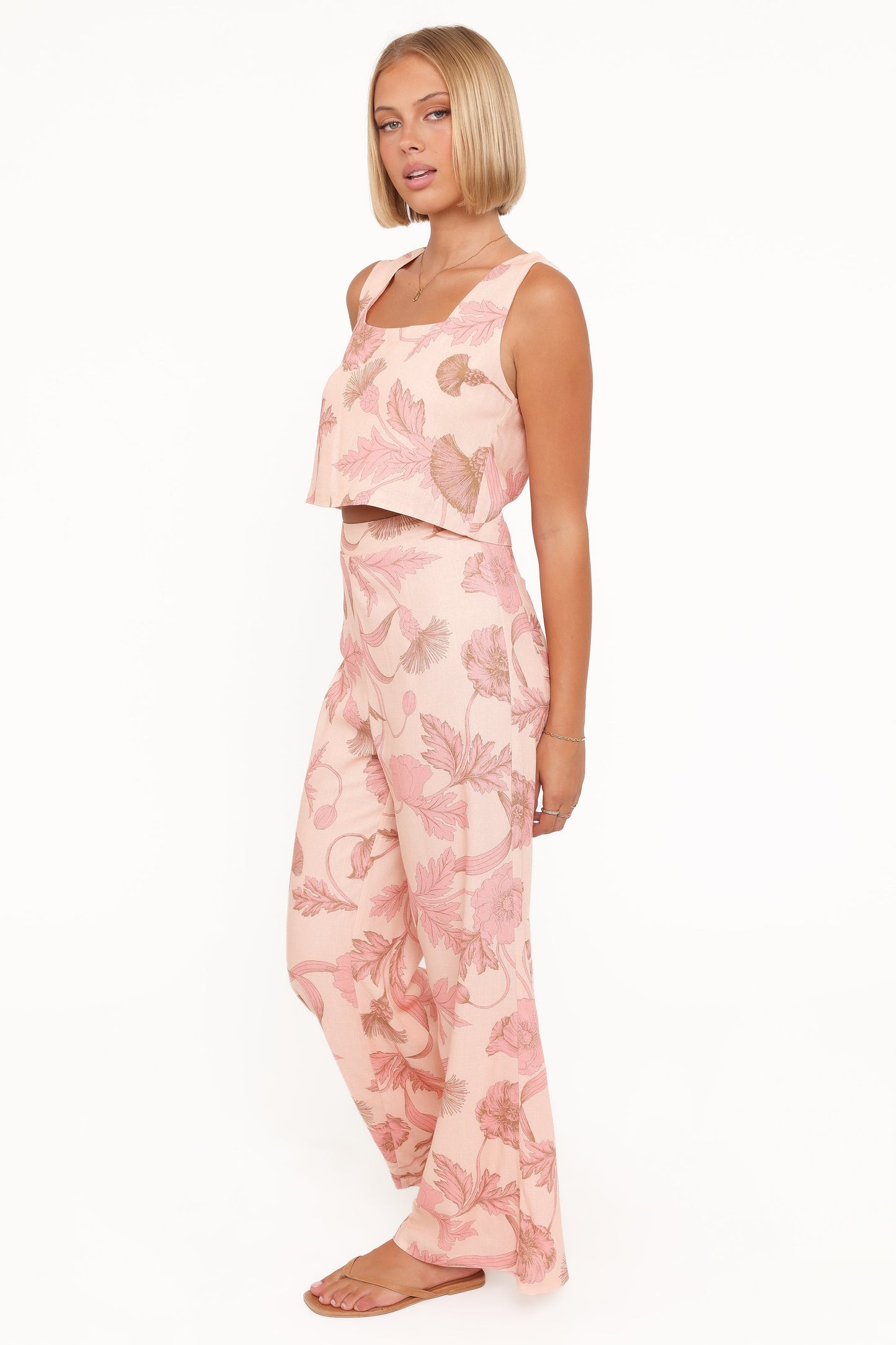 Brayden Wide Leg Linen Pant - Pink Floral