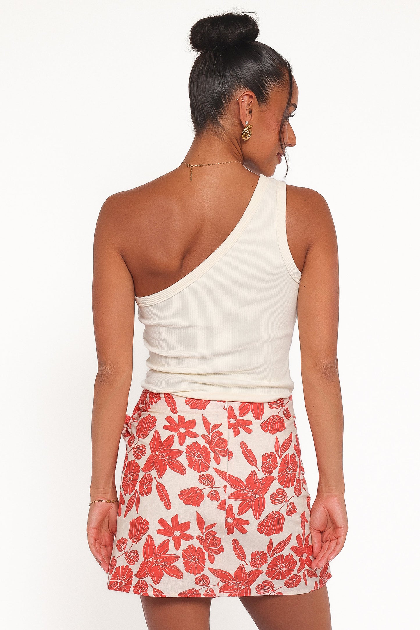 Calypso Wrap Mini Skirt - Red Floral
