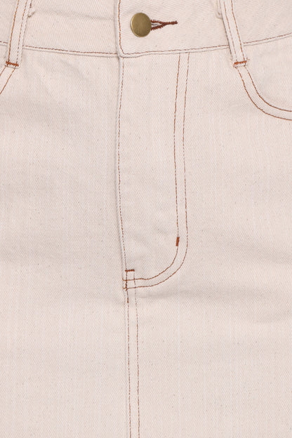Dana Denim Midi Skirt - Bone