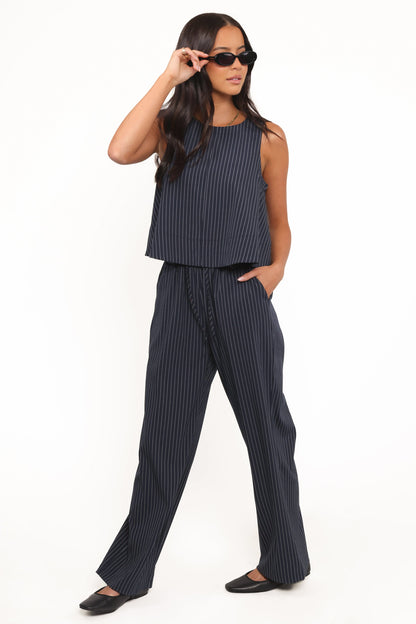 Elijah Pants - Navy White Stripe