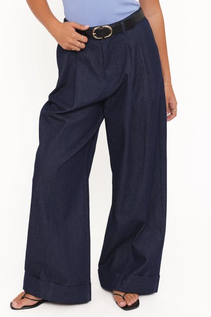 Elinor Cuffed Denim Pant - Dark Wash