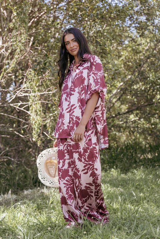 Elysia Pants - Pink Burgundy