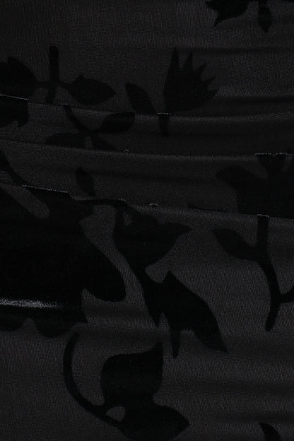 Emily Burnout Velvet Skirt - Black