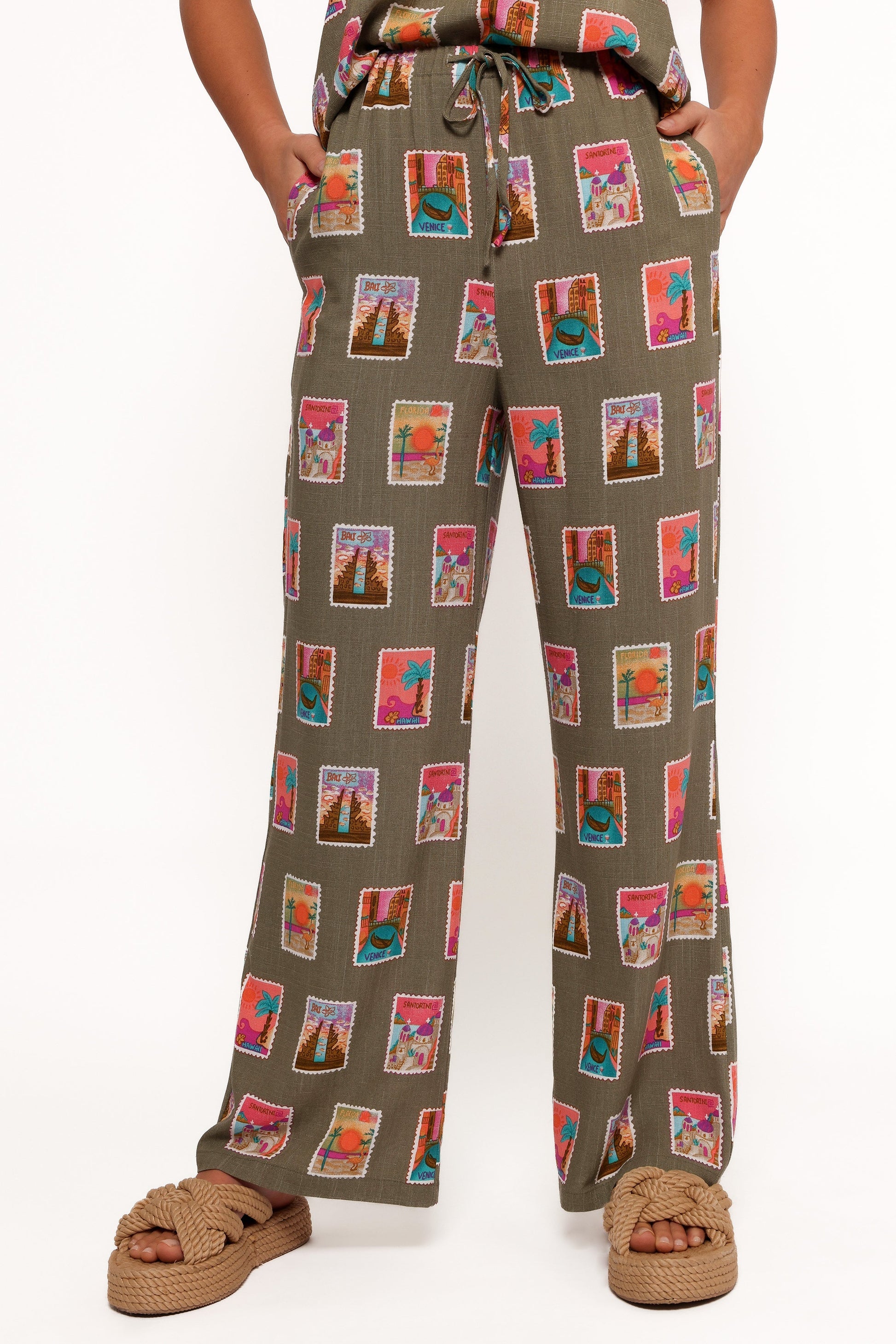 Hana Pants - Olive Print