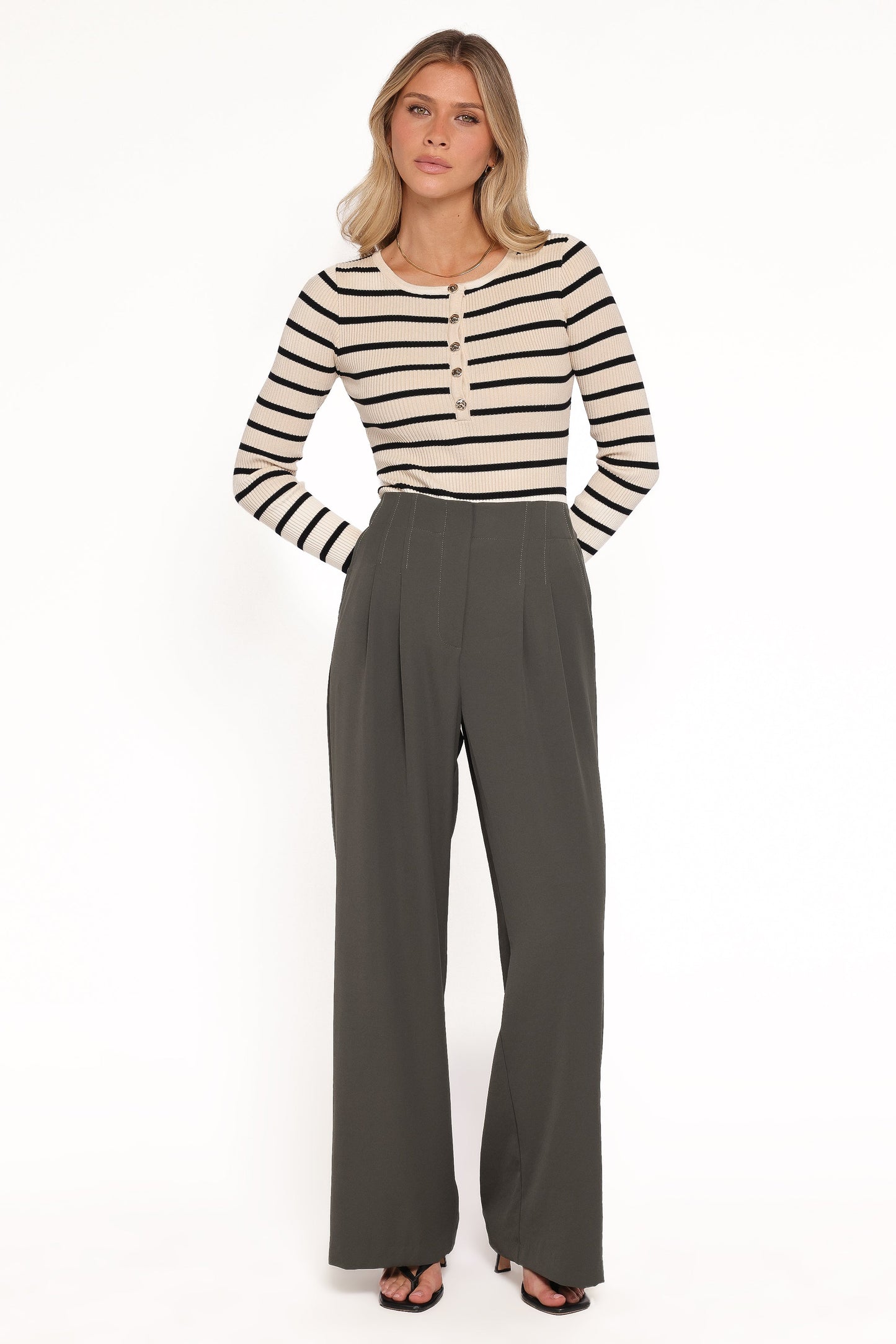 Hayden Pleated Wide Leg Pant - Dark Olive
