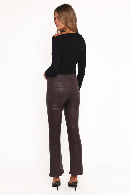 Kalindi Coated Cropped Bootcut Jean - Espresso