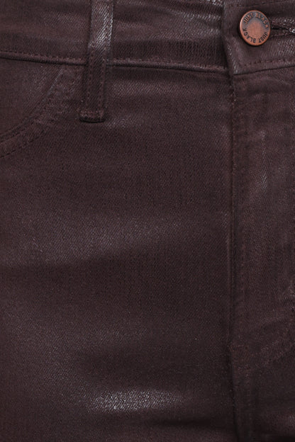 Kalindi Coated Cropped Bootcut Jean - Espresso