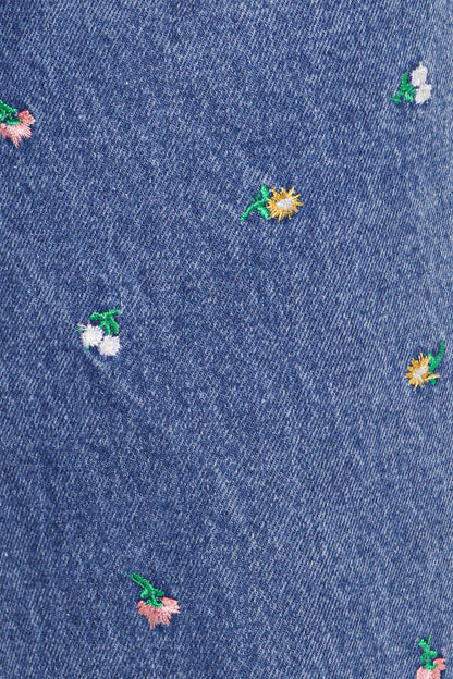 Kendall Straight Leg Jeans - Embroidery Medium Wash