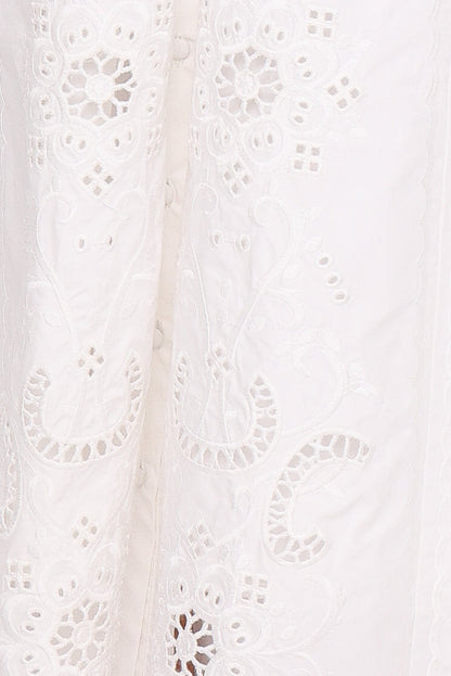 Kye Midi Skirt - White Broderie