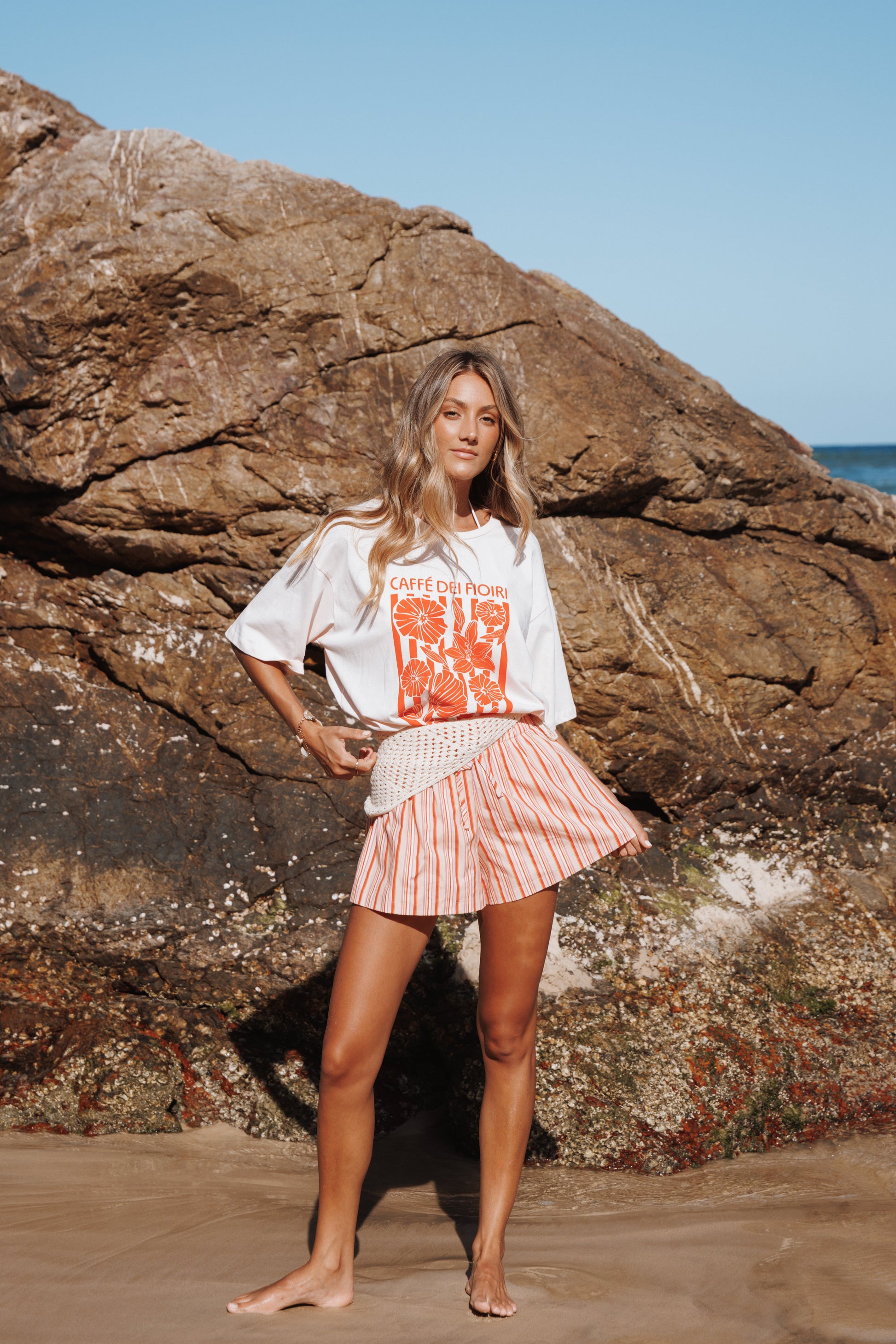 Mattina Shorts - Peach Stripe