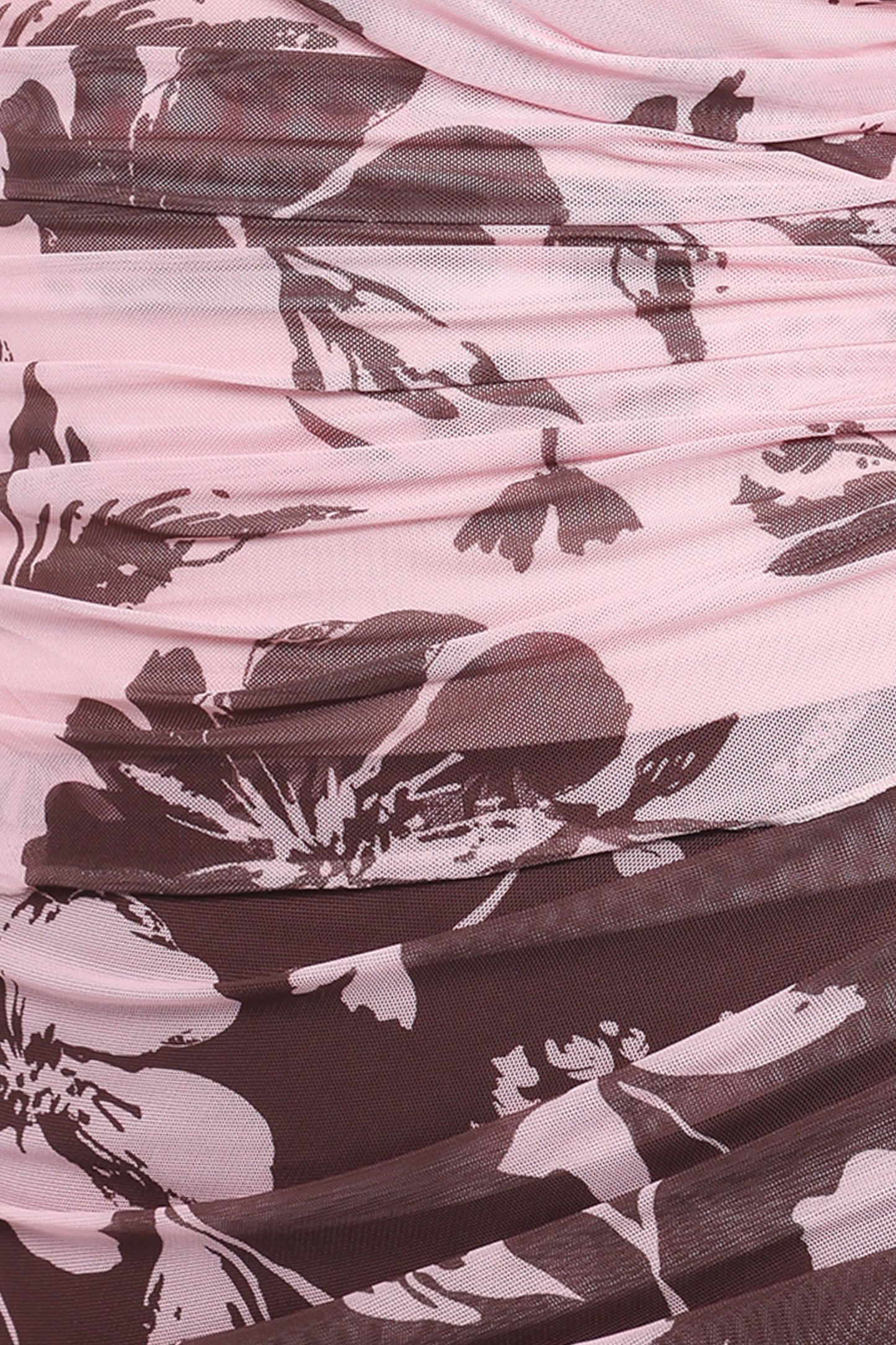 Navida Mesh Midi Skirt - Pink Brown Floral