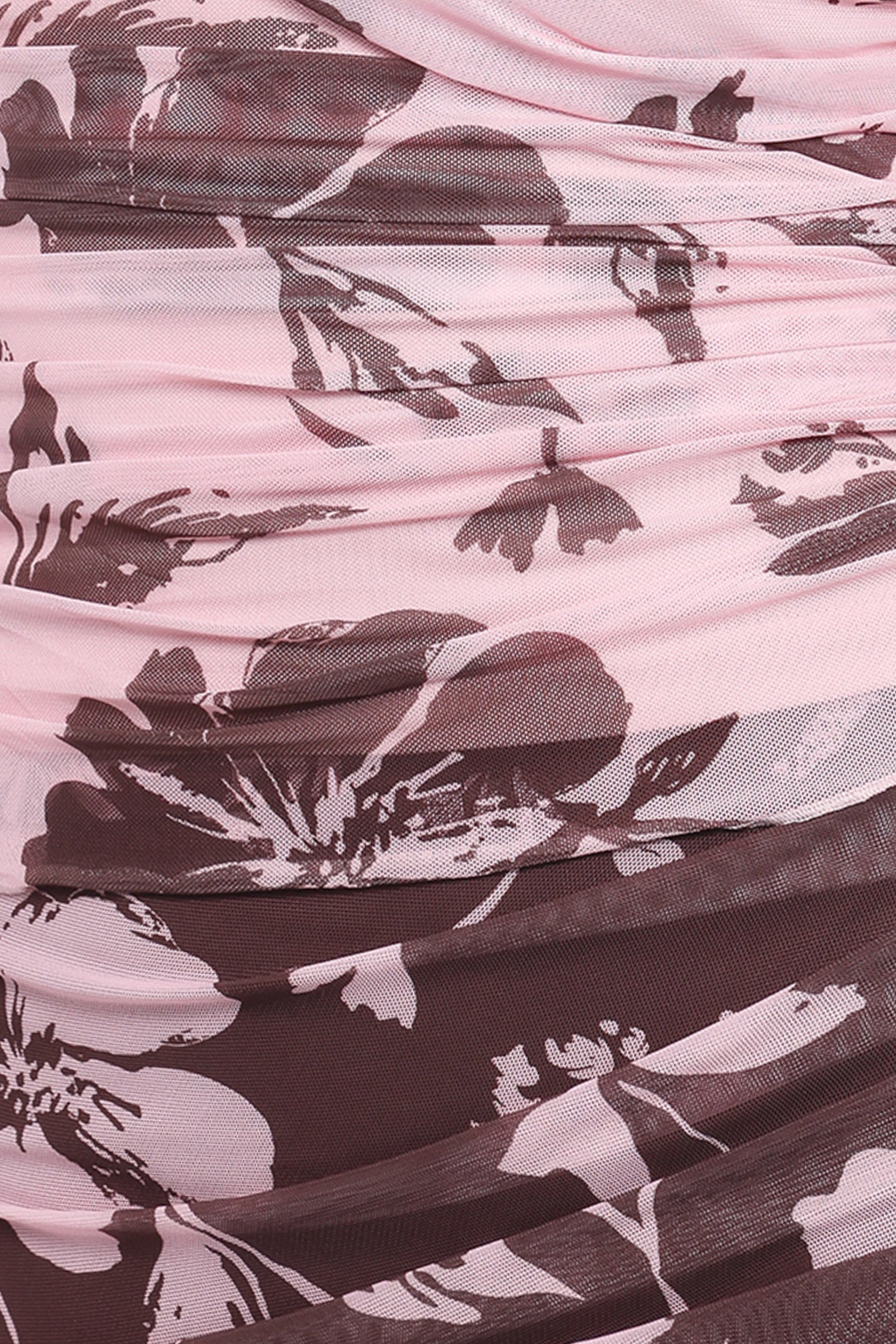 Navida Mesh Midi Skirt - Pink Brown Floral