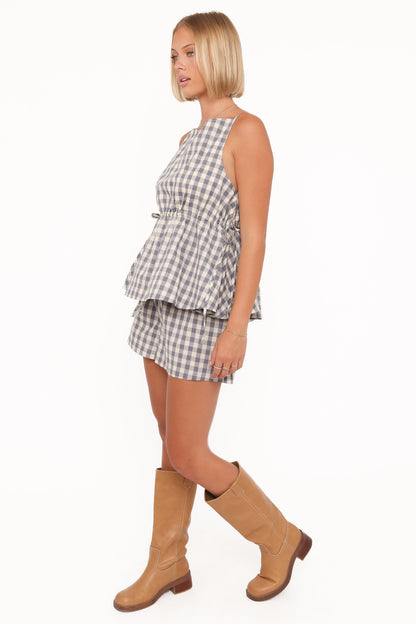 Rory Shorts - Slate Blue Gingham