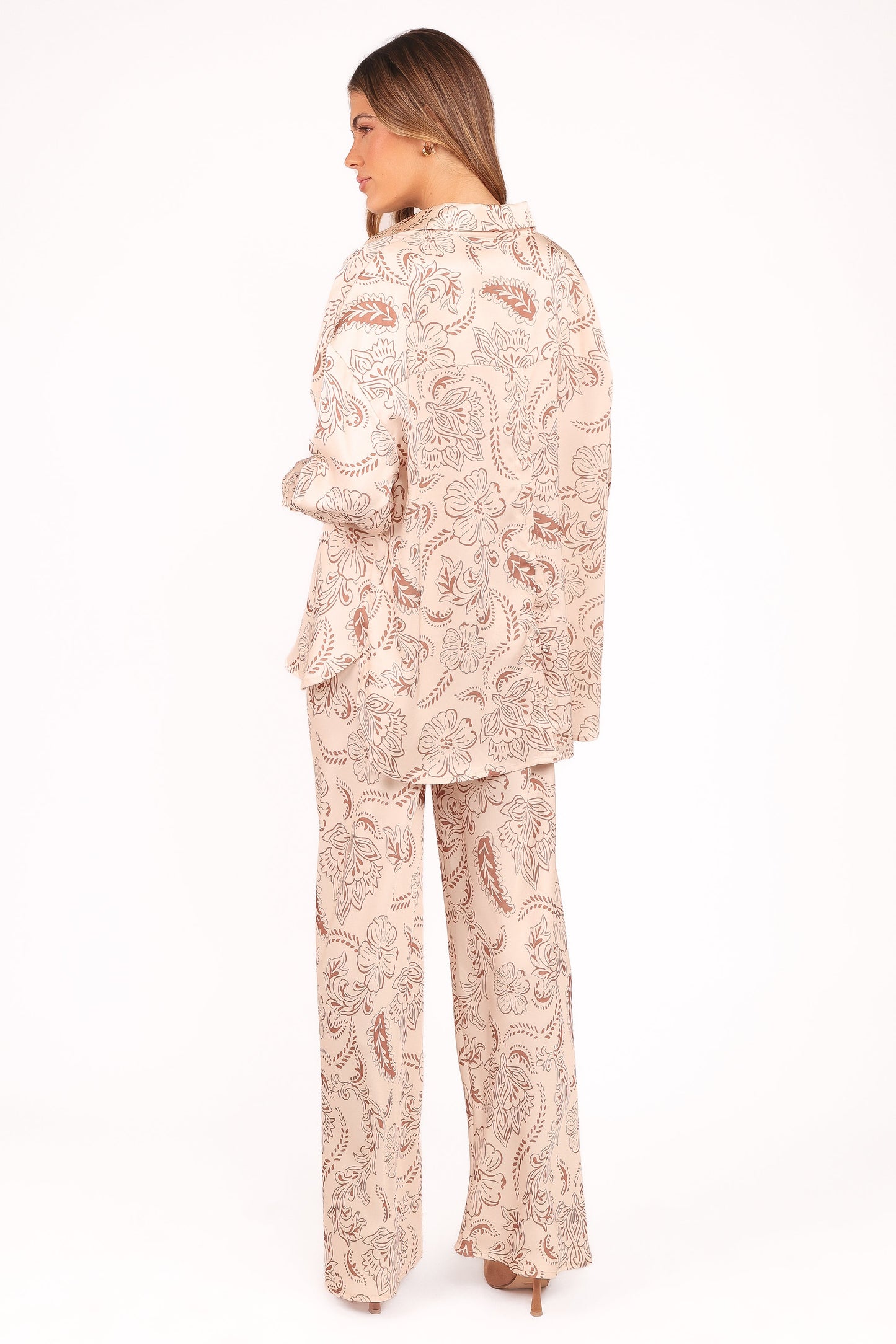 Rosalie Satin Pant - Brown Paisley