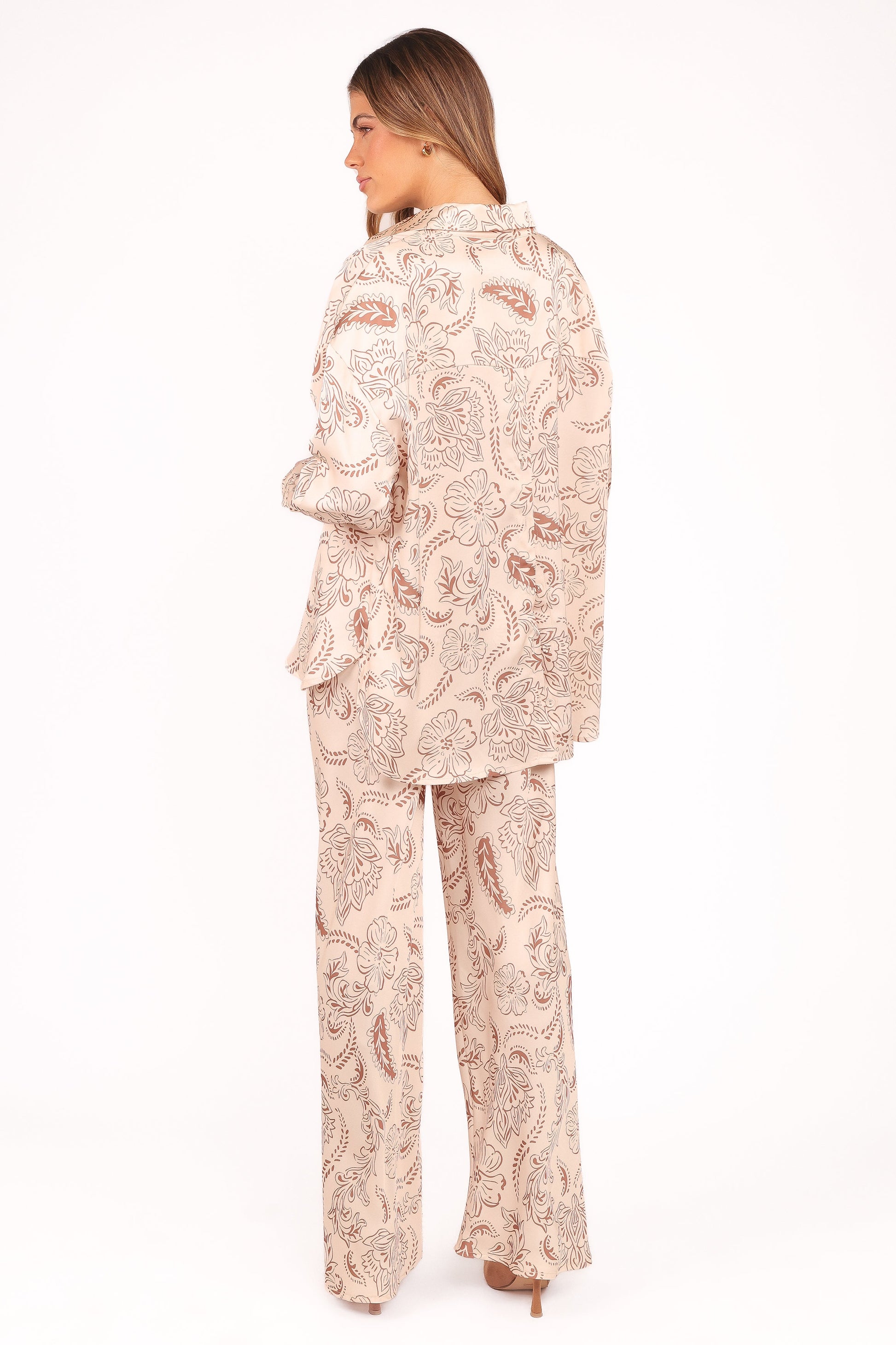 Rosalie Satin Pant - Brown Paisley