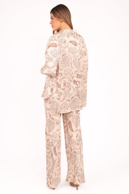 Rosalie Satin Pant - Brown Paisley