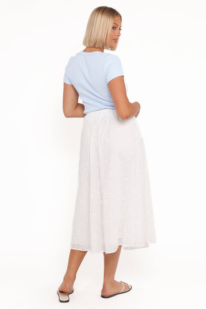 Sinead Eyelet Maxi Skirt - White
