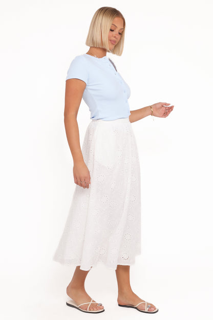 Sinead Eyelet Maxi Skirt - White