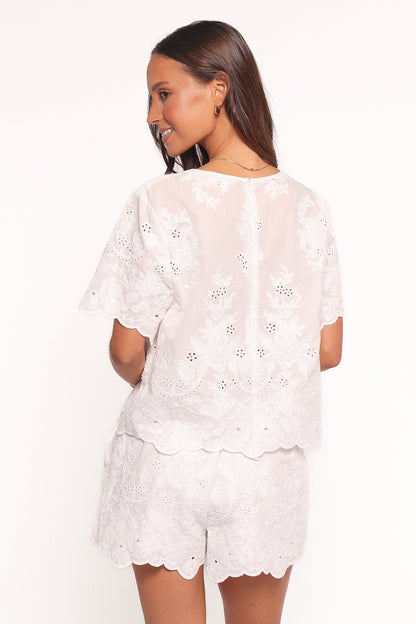 Tanis Embroidered Shorts - White