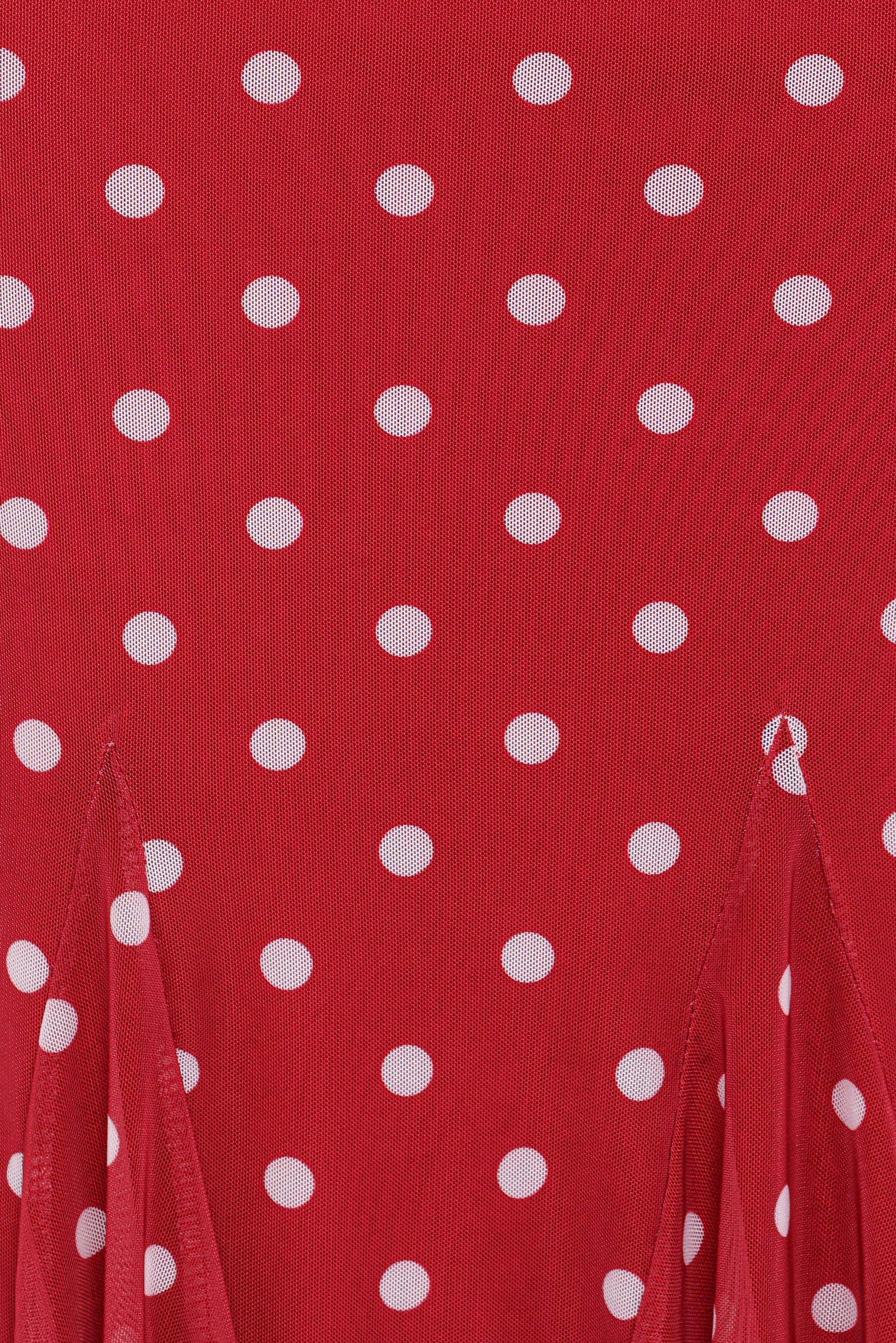 Tullia Mesh Midi Skirt - Red Polka Dot