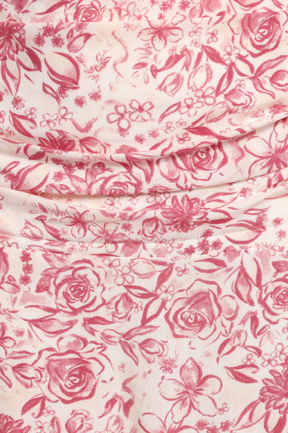 Velda Ruched Maxi Skirt - Pink Floral
