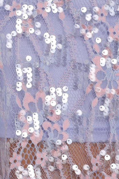 Yonder Sheer Panel Lace Maxi Skirt - Purple