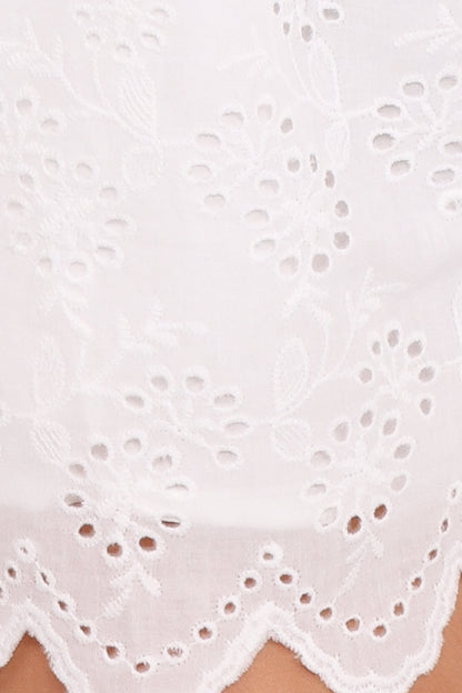 Zera Eyelet Scallop Shorts - White