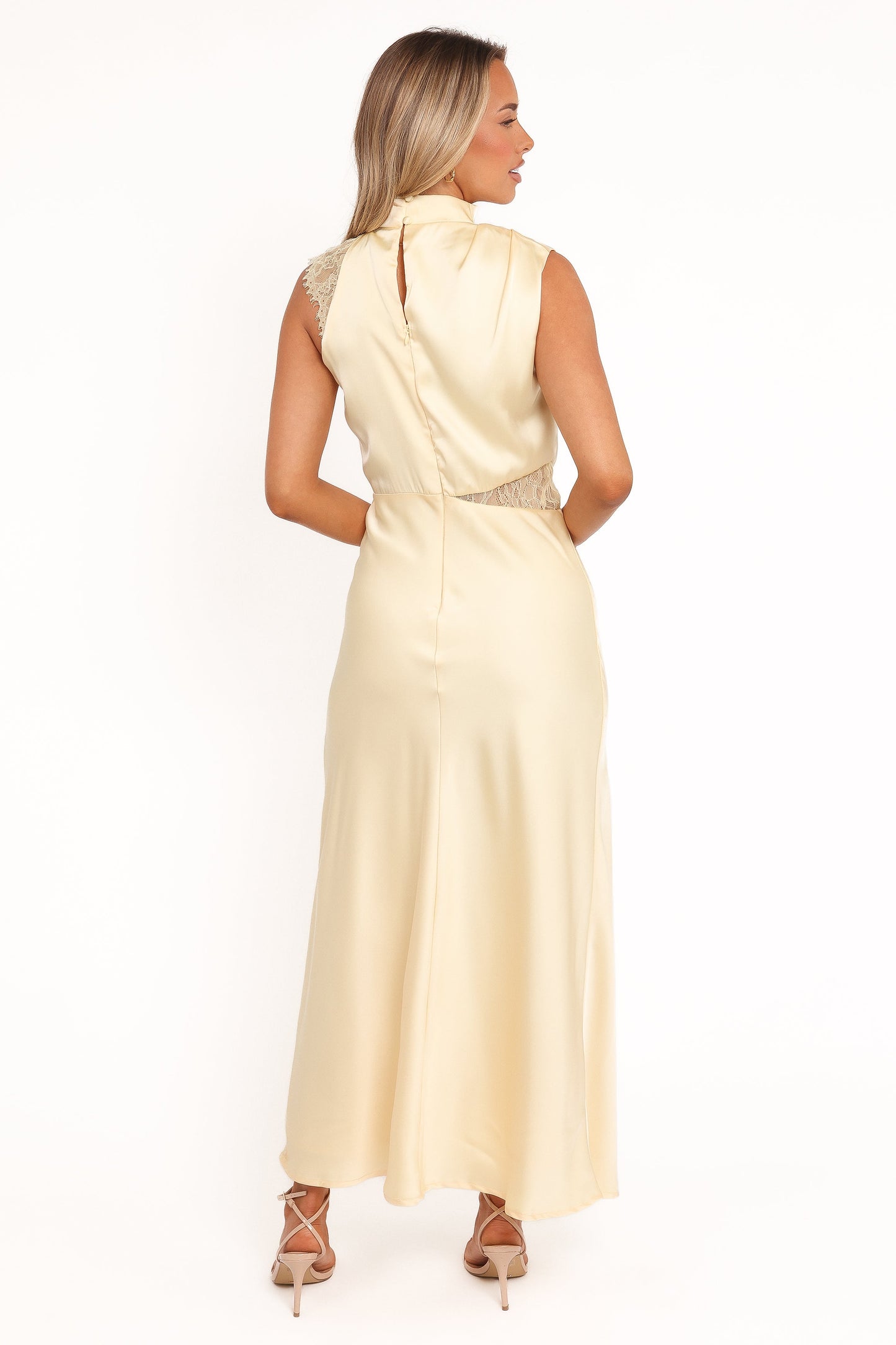Anabelle Halter Neck Lace Maxi Dress - Butter Yellow