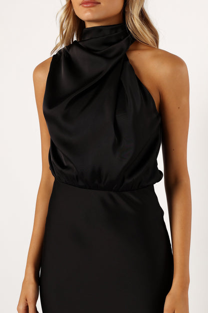 Anabelle Halter Neck Midi Dress - Black
