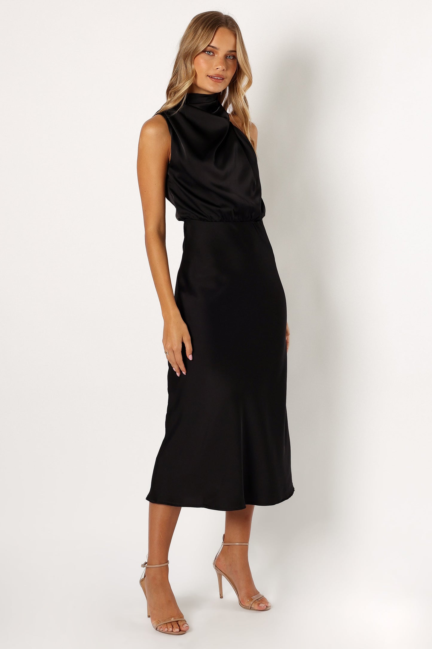Anabelle Halter Neck Midi Dress - Black