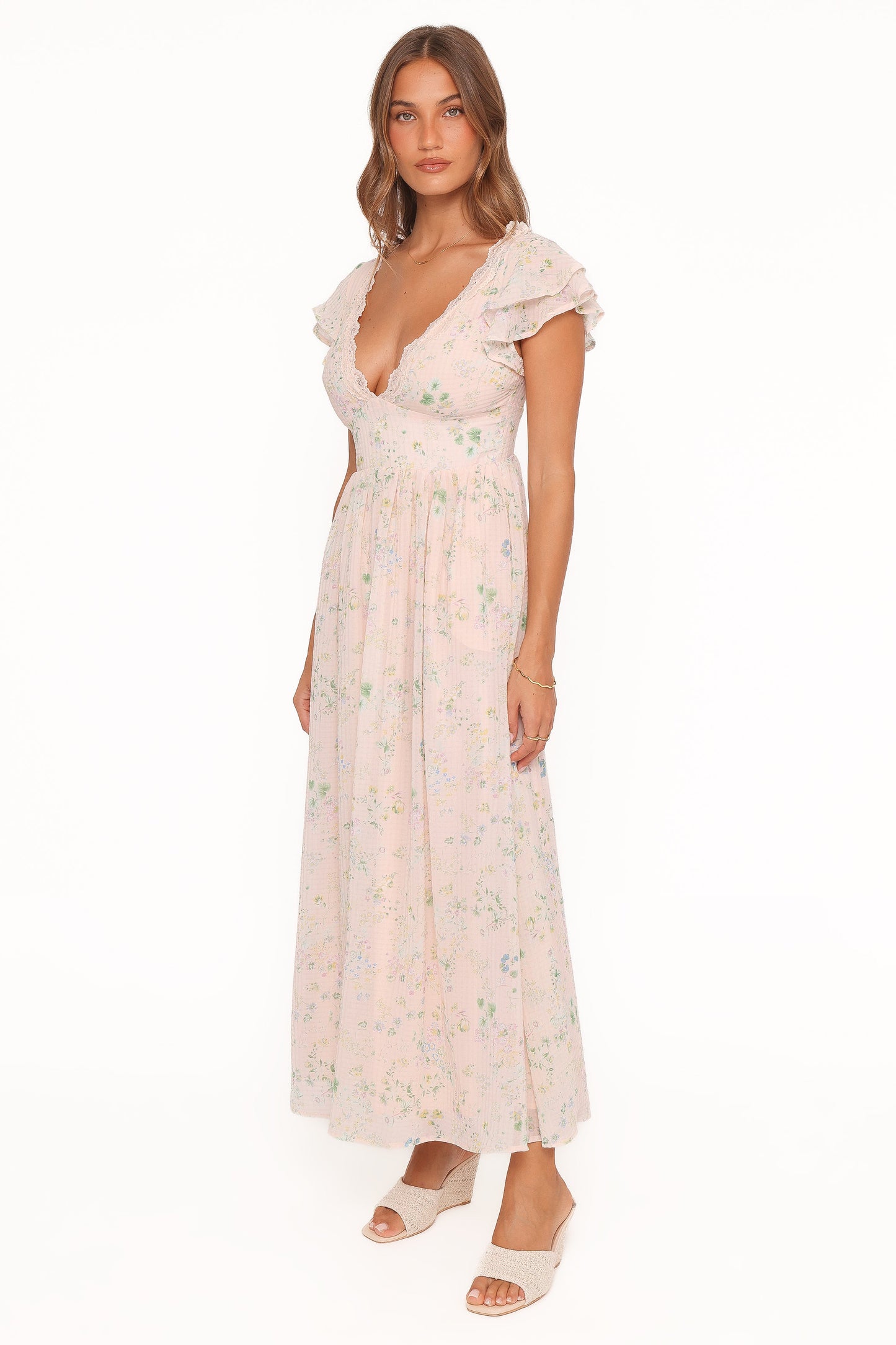 Angelica Midi Dress - Pastel Pink Floral